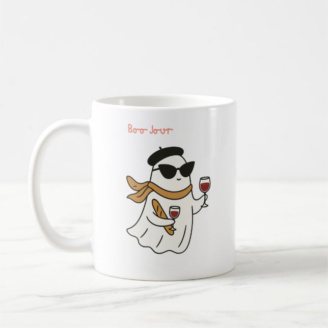 Funny Halloween Boo Jour Trick or Treat Coffee Mug (Left)