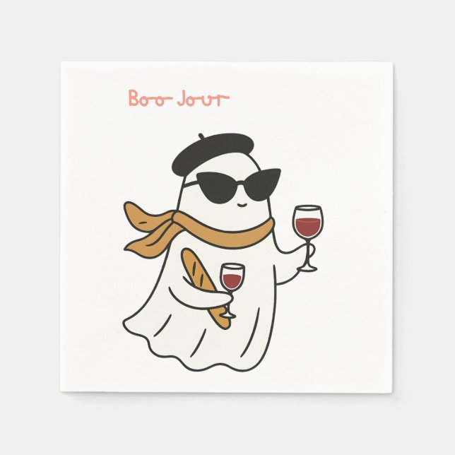 Funny Halloween Boo Jour Trick or Treat Napkins (Front)