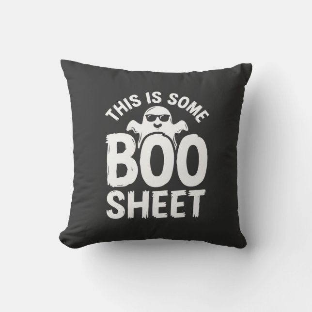 Funny Halloween Boo Sheet Ghost Design_1 Throw Pillow (Front)