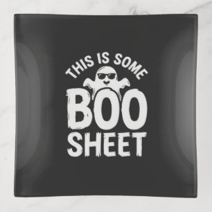Funny Halloween Boo Sheet Ghost Design_1 Trinket Tray