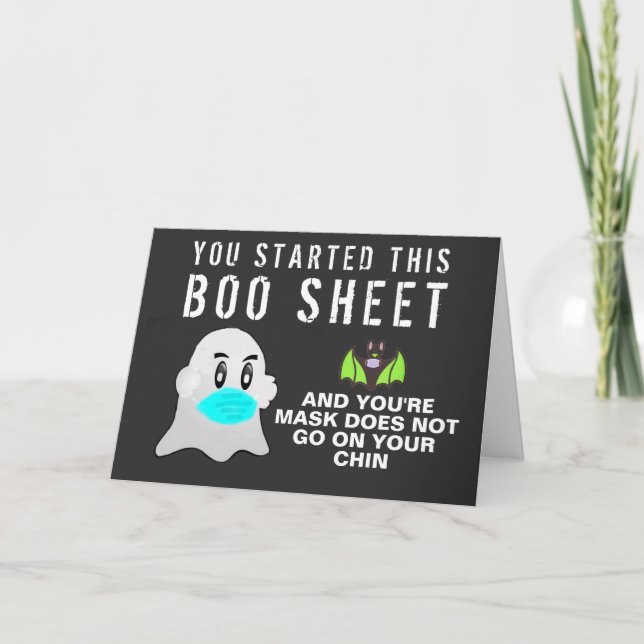 Funny Halloween Boo Sheet Ghost Quote Holiday Card (Front)