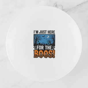 Funny Halloween Boos Vintage Ghost T-Shirt Design_ Trinket Tray