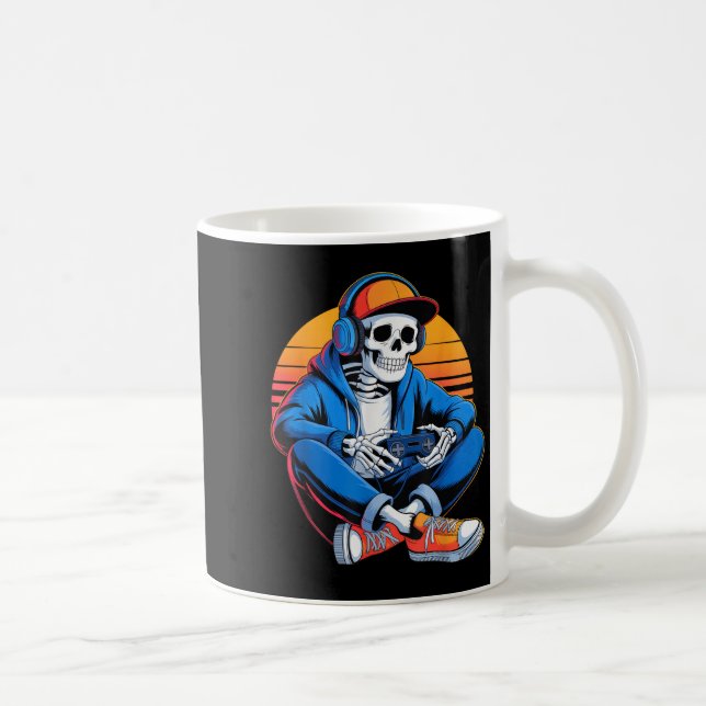 Funny Halloween Boys Men Kids Skeleton Video Gamin Coffee Mug (Right)