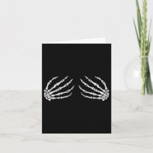 Funny Halloween Breast Costume Fun Skeleton Hands Card