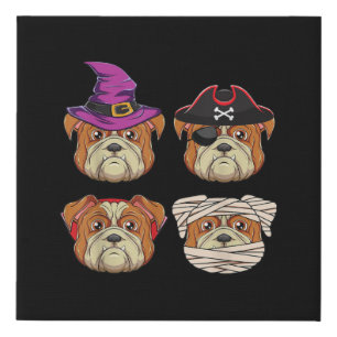 Funny Halloween Bulldog Dog - Dogs Lover Costume Faux Canvas Print