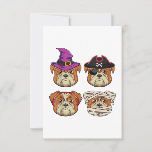 Funny Halloween Bulldog Dog _ Dogs Lover Costume RSVP Card