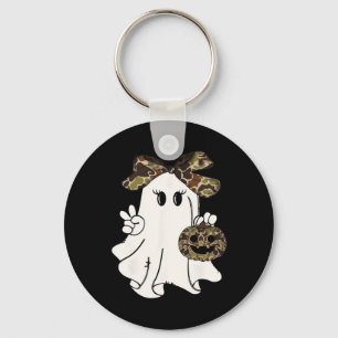 Funny Halloween Camouflage Camo Ghost Hello Huntin Keychain