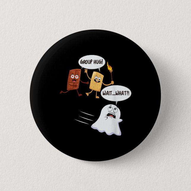 Funny Halloween Camping Smores Smores Marshmallow  Button (Front)