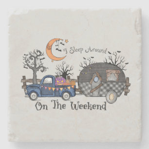 Funny Halloween Camping Stone Coaster