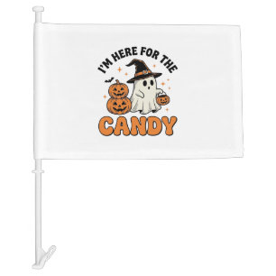 Funny Halloween Candy Ghost Pumpkin Vintage Design Car Flag