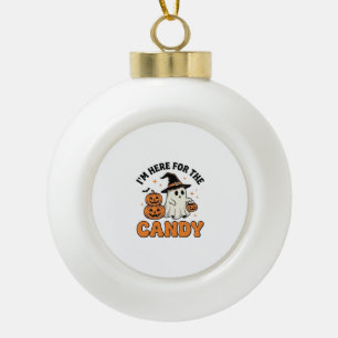 Funny Halloween Candy Ghost Pumpkin Vintage Design Ceramic Ball Christmas Ornament