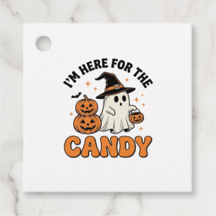 Funny Halloween Candy Ghost Pumpkin Vintage Design Favor Tags