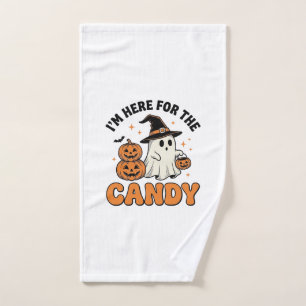 Funny Halloween Candy Ghost Pumpkin Vintage Design Hand Towel