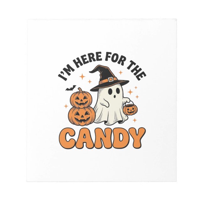 Funny Halloween Candy Ghost Pumpkin Vintage Design Notepad (Front)
