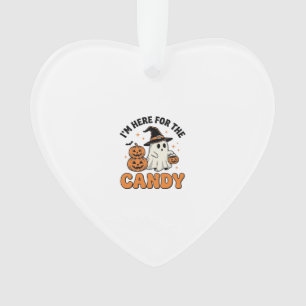 Funny Halloween Candy Ghost Pumpkin Vintage Design Ornament