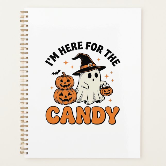 Funny Halloween Candy Ghost Pumpkin Vintage Design Planner (Front)