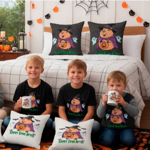 Funny Halloween Capybara “Cappy Ever After” Throw Pillow