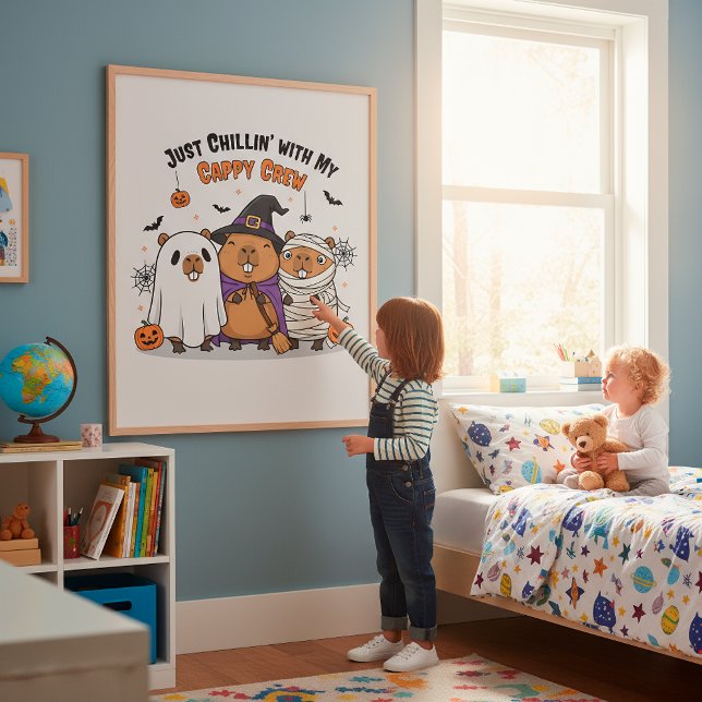 Funny Halloween Capybara Cute Cappy Crew Wall Art (Creator Uploaded)