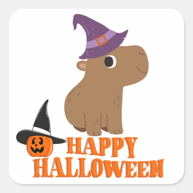 Funny Halloween Capybara Square Sticker (Front)