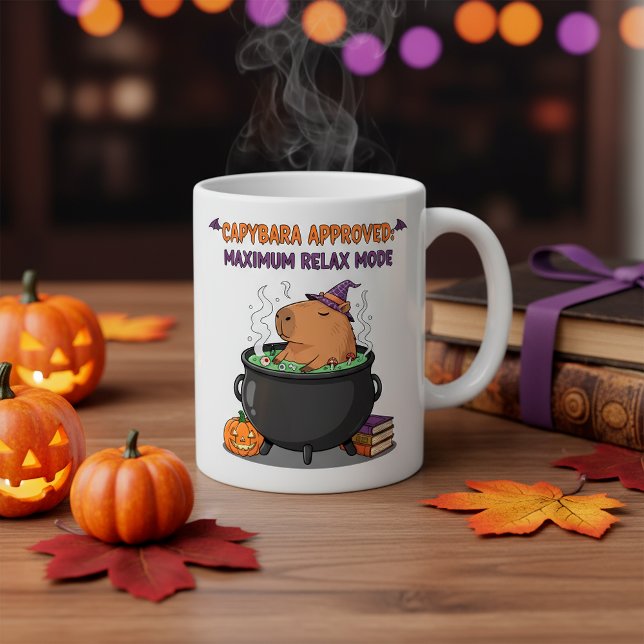 Funny Halloween Capybara Witch Wizard Cauldron  Coffee Mug (Creator Uploaded)