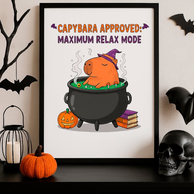 Funny Halloween Capybara wizard Witch Cauldron Poster (Creator Uploaded)