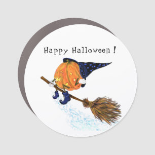 Funny Halloween Car Magnet Witch Pumpkin Flying