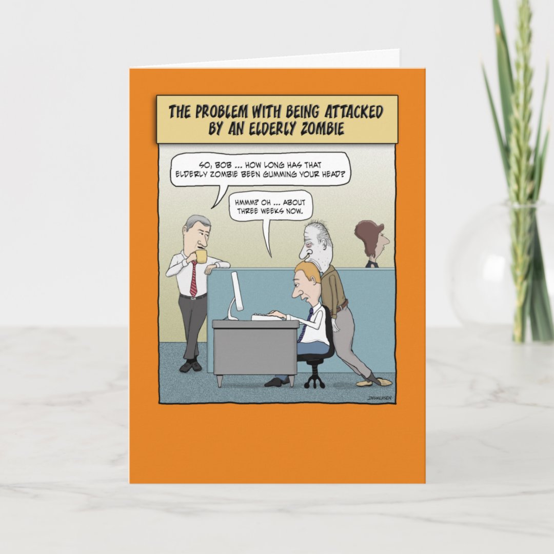 Funny Halloween Card: Elderly Zombie Card 