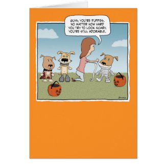 Funny Halloween card: Puppies