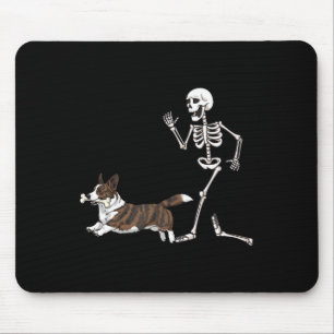 Funny Halloween Cardigan Welsh Corgi And Skeleton Mouse Pad