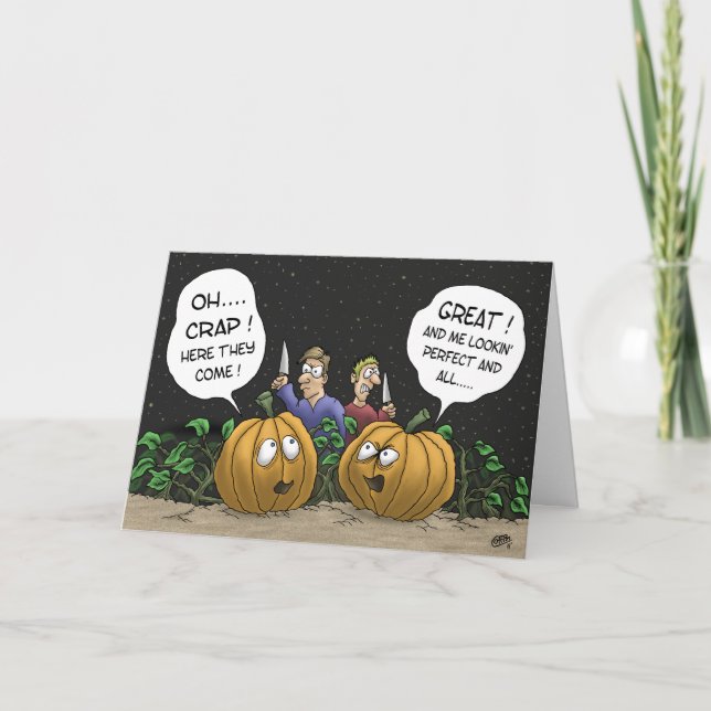 Funny Halloween Cards: Pumpkin Perspective Card (Front)