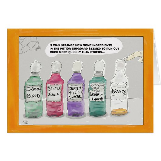 Funny Halloween Cartoon Greeting Card: Potions... Cards (Front Horizontal)