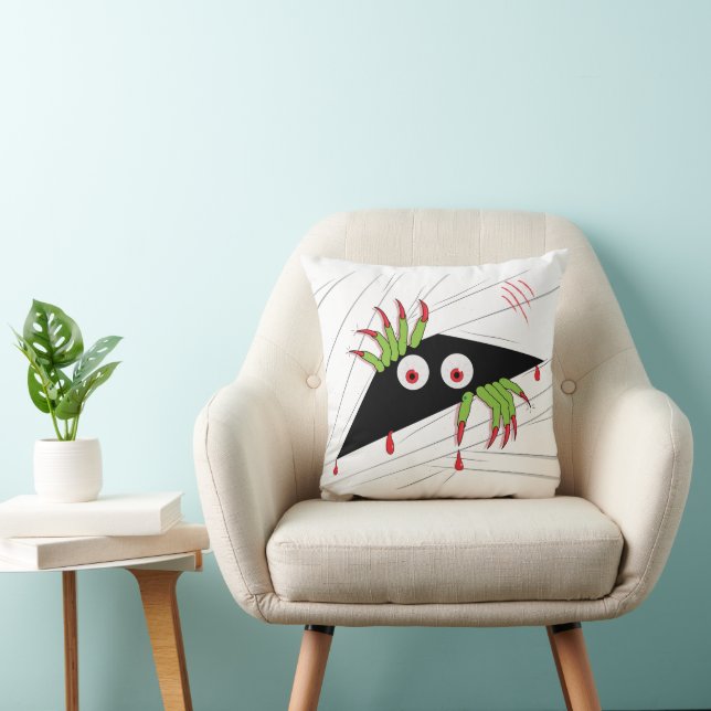 Funny Halloween Cartoon Monster Throw Pillow (Chair)