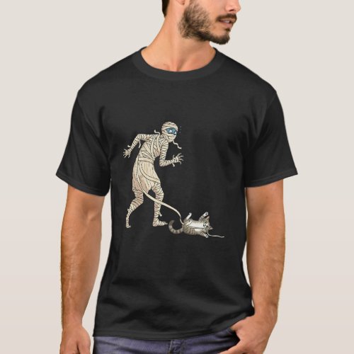 Funny Halloween Cat and Mummy T-Shirt
