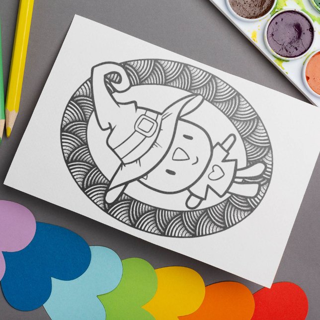 Funny Halloween Cat Doll Coloring Page Poster (Creator Uploaded)