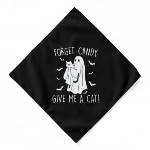 Funny Halloween Cat Ghost Forget Candy Give Me Cat Bandana