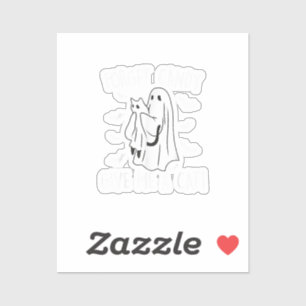 Funny Halloween Cat Ghost Forget Candy Give Me Cat Sticker