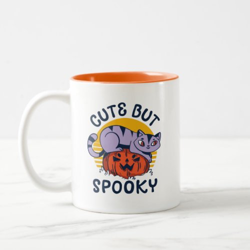 Funny Halloween Cat Lover Cute But Spooky Two_Tone Coffee Mug
