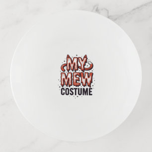 Funny Halloween Cat Mew Costume Vintage Design_1 Trinket Tray