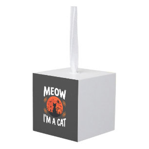 Funny Halloween Cat Moon Silhouette Graphic Cube Ornament