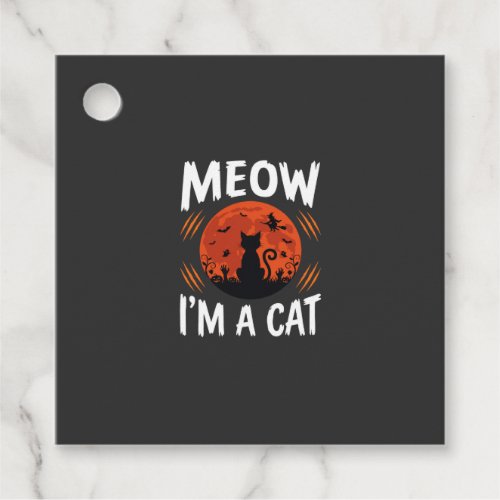Funny Halloween Cat Moon Silhouette Graphic Favor Tags