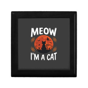 Funny Halloween Cat Moon Silhouette Graphic Gift Box