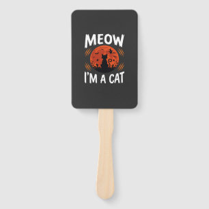 Funny Halloween Cat Moon Silhouette Graphic Hand Fan