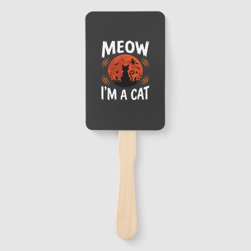 Funny Halloween Cat Moon Silhouette Graphic Hand Fan
