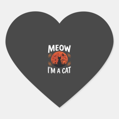 Funny Halloween Cat Moon Silhouette Graphic Heart Sticker