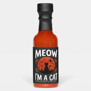 Funny Halloween Cat Moon Silhouette Graphic Hot Sauces
