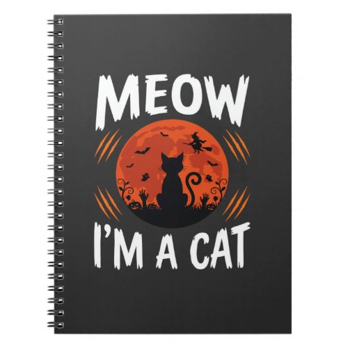 Funny Halloween Cat Moon Silhouette Graphic Notebook