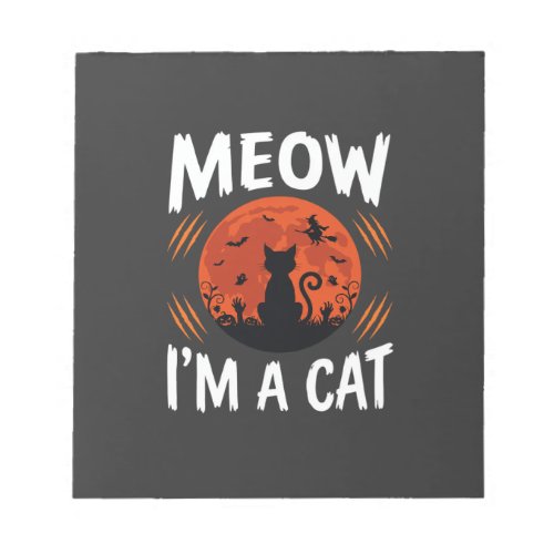 Funny Halloween Cat Moon Silhouette Graphic Notepad