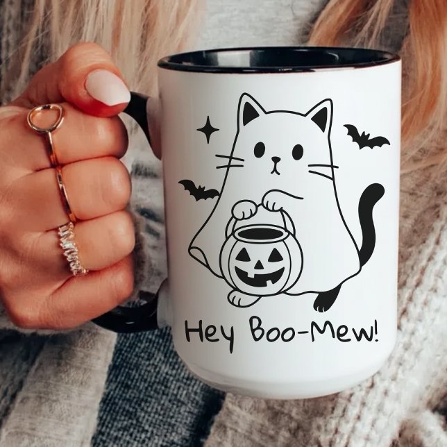 Funny Halloween Cat Mug, Funny Spooky Season Mug (halloween mug, ghost cat mug, cute halloween mug, spooky cat mug, funny halloween mug for kids,)