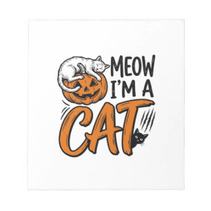 Funny Halloween Cat Pumpkin Typography Shirt Desig Notepad