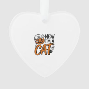 Funny Halloween Cat Pumpkin Typography Shirt Desig Ornament